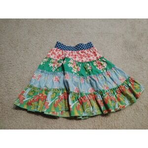 Matilda Jane Ruffle Patchwork Maxi Skirt Girls Size 2 Colorful Flowers
